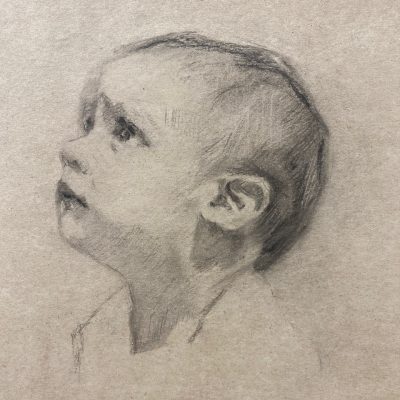 Baby-portretje-houtschool-van-Claar-van-Leent-Master of Realism-