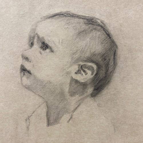 Baby-portretje-houtschool-van-Claar-van-Leent-Master of Realism-