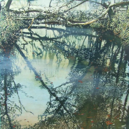 Marcel-van-Hoef-Forest-Lake-IV-80-x-80-cm.-egg-tempera-on-canvas-2025-kopie